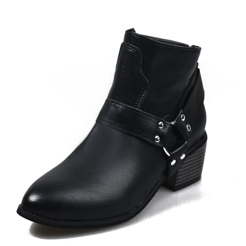 Women Round Toe Med Vintage Short Boots