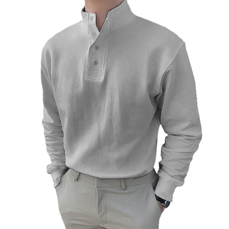 Men's High Neck and Long Sleeve Polo Shirt