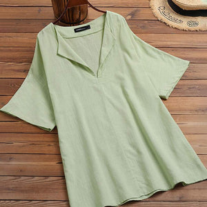 Solid Color V-Neck Shirt