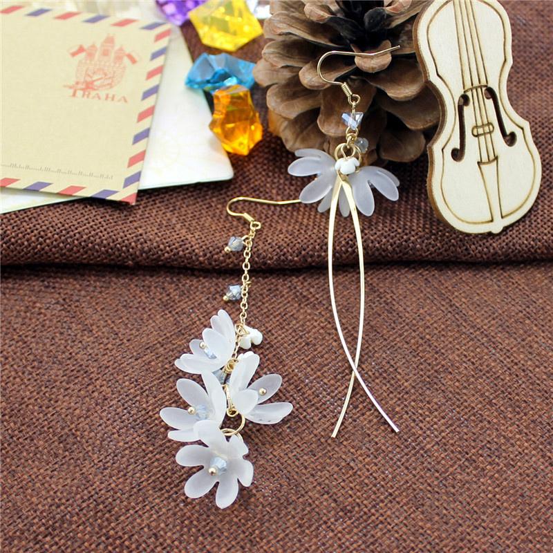 Asymmetric Flower Drop Earrings