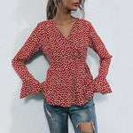 Polka Dot Flared Long Sleeve Shirt