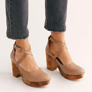 Buckle cross strap high heel sandals