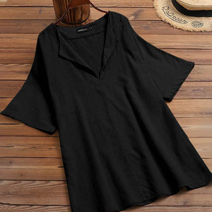 Solid Color V-Neck Shirt