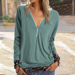 Zip Solid Long Sleeve T-Shirt