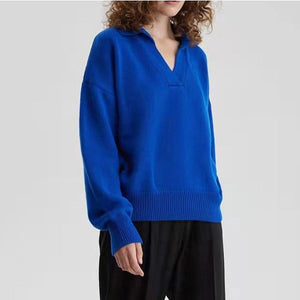 Women's Knit Polo Neck Pullover Sweater