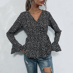 Polka Dot Flared Long Sleeve Shirt