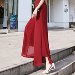 Drawstring Chiffon Wide Leg Pants