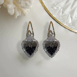 Super Sparkle Vintage Style Zirconia Heart Stud Earrings