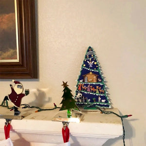 Christmas Tree Decorated with Nativity Set-Christmas Tree Shelf