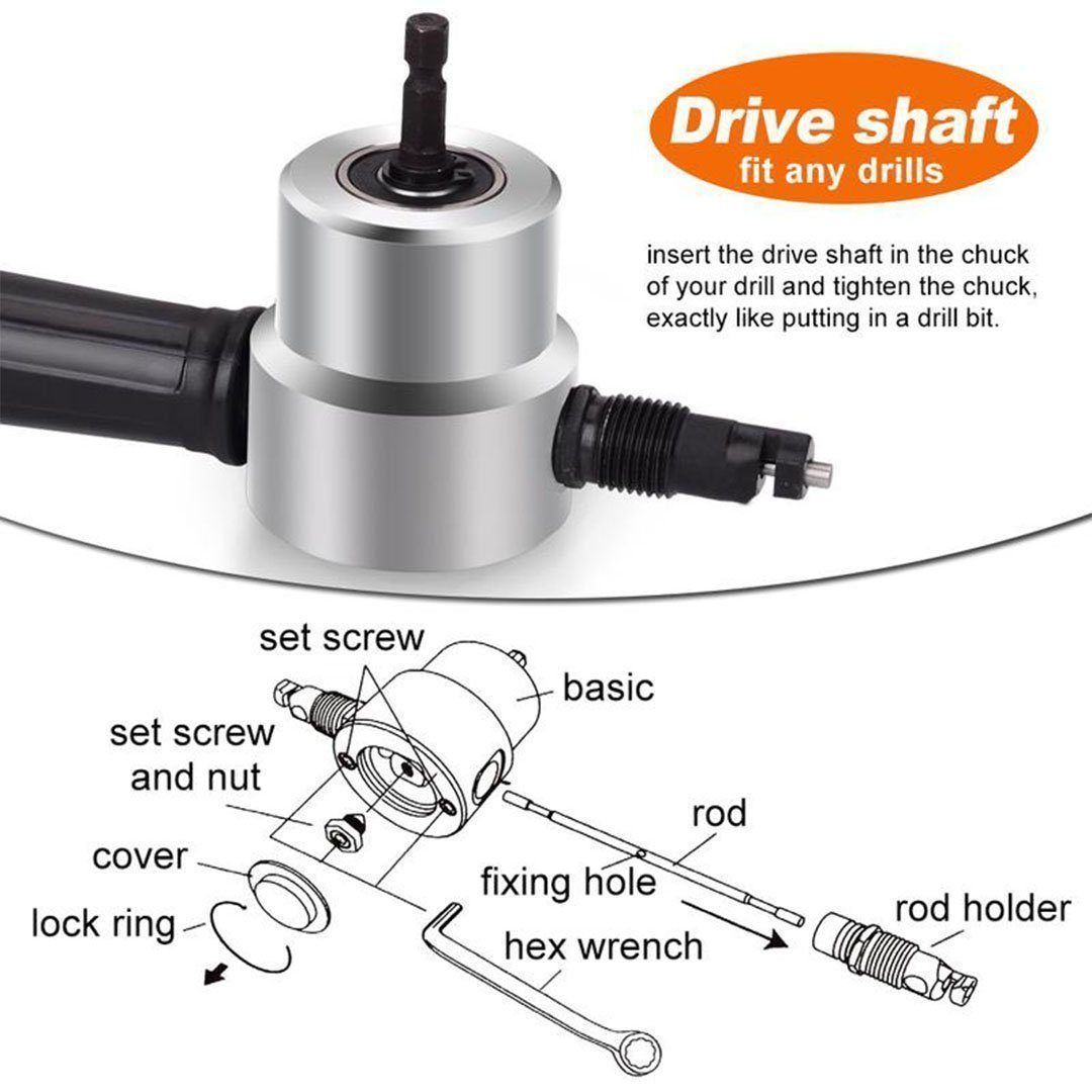 DOMOM Zipbite - Nibbler Cutter Drill Attachment Double Head Metal Sheet