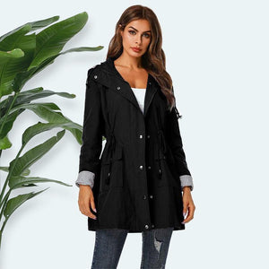 Women Hooded Drawstring Coat