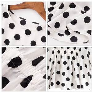 Elegant Flounce Dot Chiffon Top