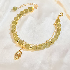 Hetian Jade Bracelet with Leaf