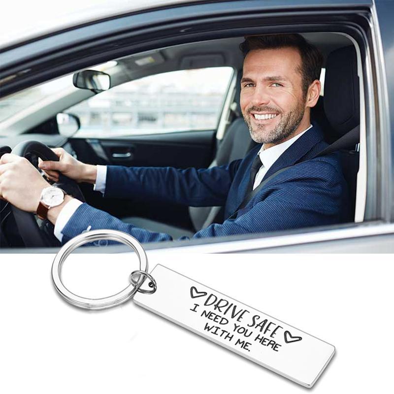 Fashion Keyring Gifts Engraved Drive Safe Keychain