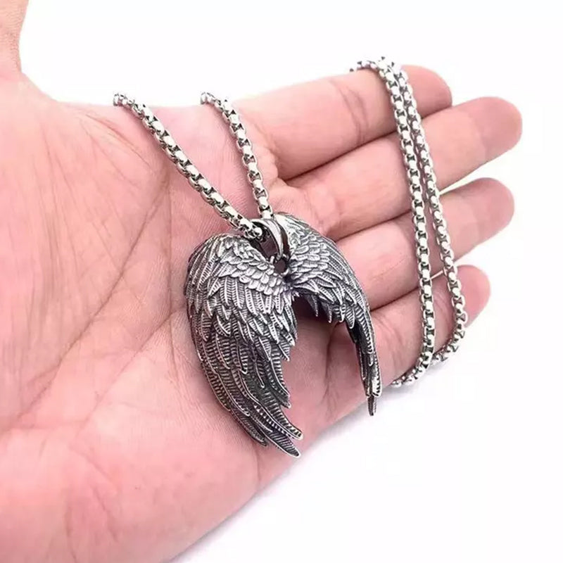 Vintage Stainless Steel Angel Wings Pendant