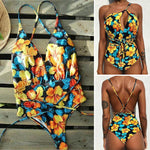 Women Multi-Flower Printed One Pieces Bikini