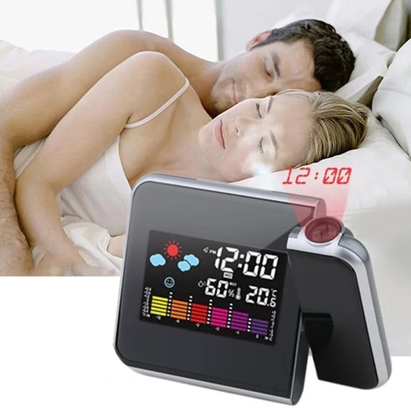 Rotating Projection Color Screen Temperature Electronic Clock