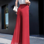 Drawstring Chiffon Wide Leg Pants