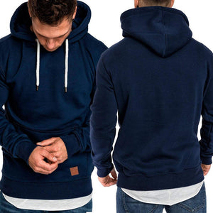 Loose Plain Lace Up Pullover Men's Hoodie with Pocket