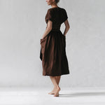 Cotton Linen Waist-Tie Pocket Dress