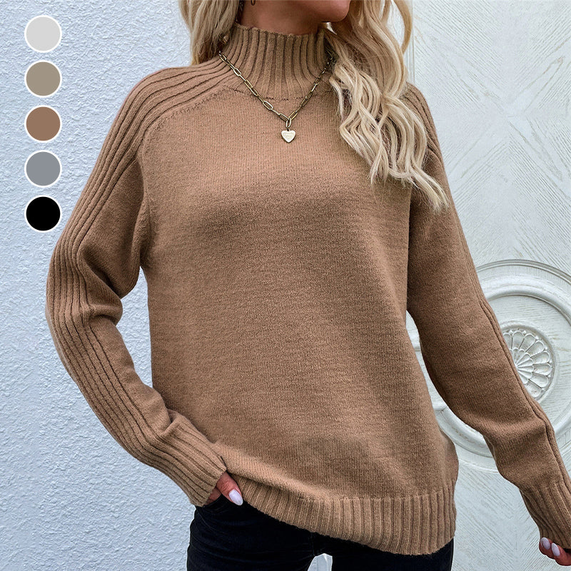 Loose Solid Color Turtleneck Sweater