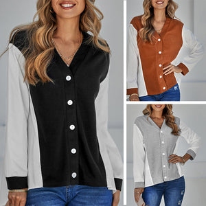 V-Neck Contrast Panel Shirt