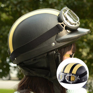 Motorcycle Harley PU Helmet with Goggles