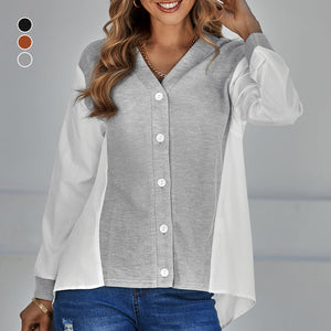 V-Neck Contrast Panel Shirt