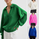 Women's Knit Polo Neck Pullover Sweater