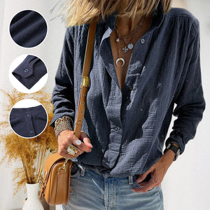 Loose Button Cotton Linen Long Sleeve Shirt