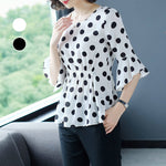 Elegant Flounce Dot Chiffon Top