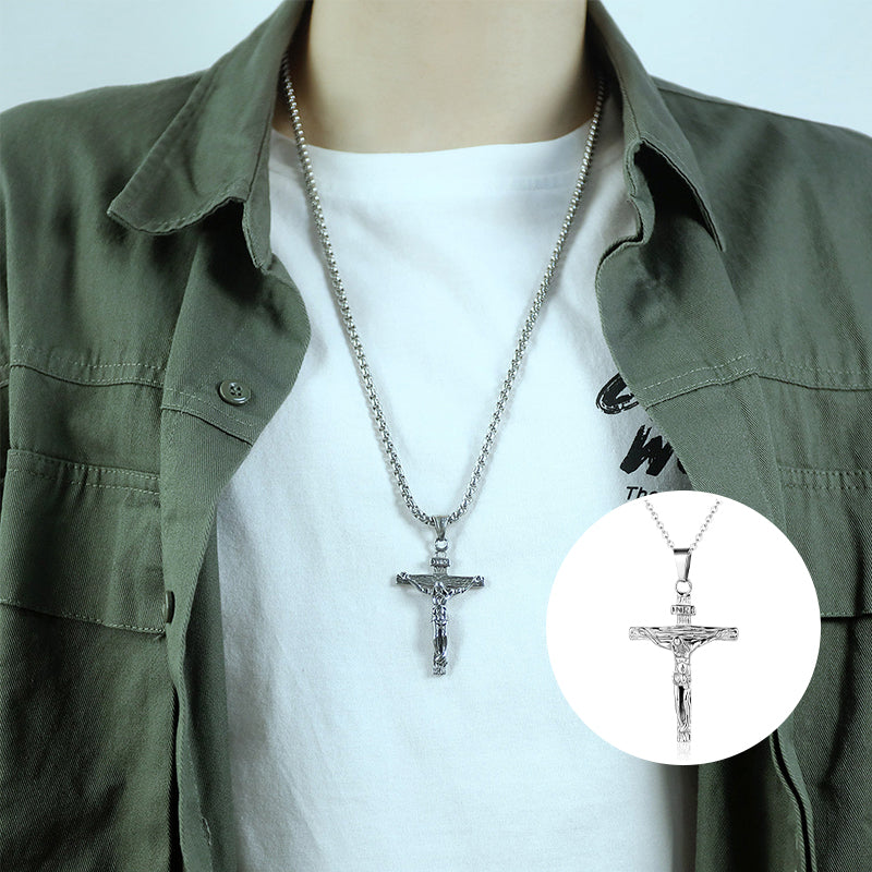 Handmade Silver Jesus Crucifix Necklace