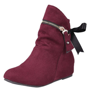 Women Wedges Winter Zipper Casual Boots