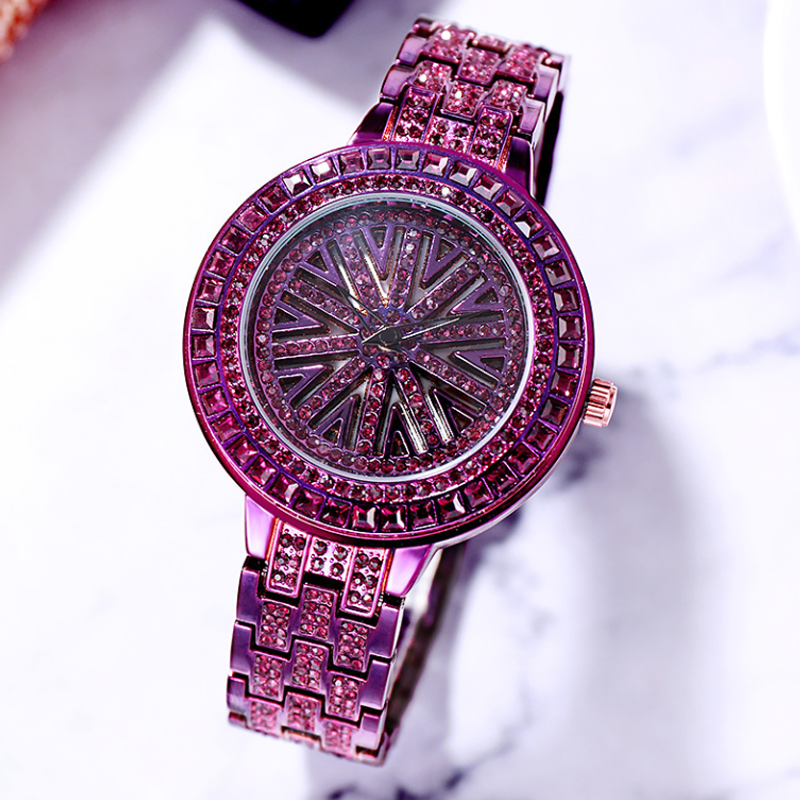 Ladies Rotating Dial Shiny Zircon Watch