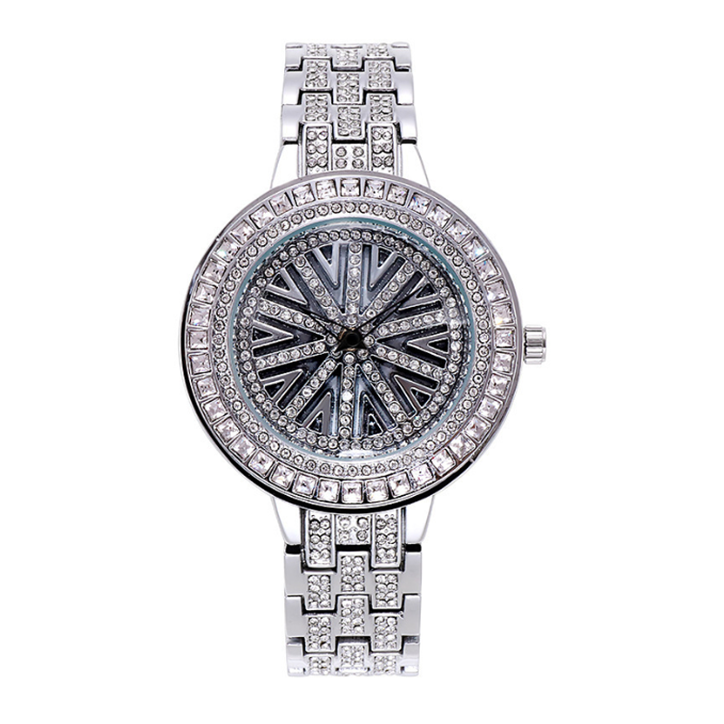 Ladies Rotating Dial Shiny Zircon Watch