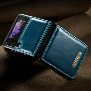 Luxury Genuine Leather Flip Case For Samsung Z Flip3 5G