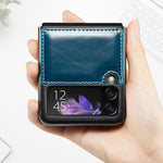 Luxury Genuine Leather Flip Case For Samsung Z Flip3 5G