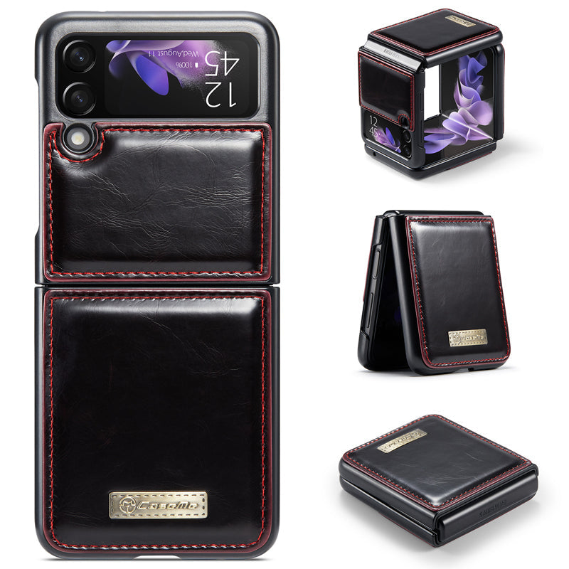 Luxury Genuine Leather Flip Case For Samsung Z Flip3 5G