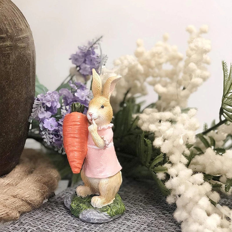 Polyresin Bunny with Carrot Decorations