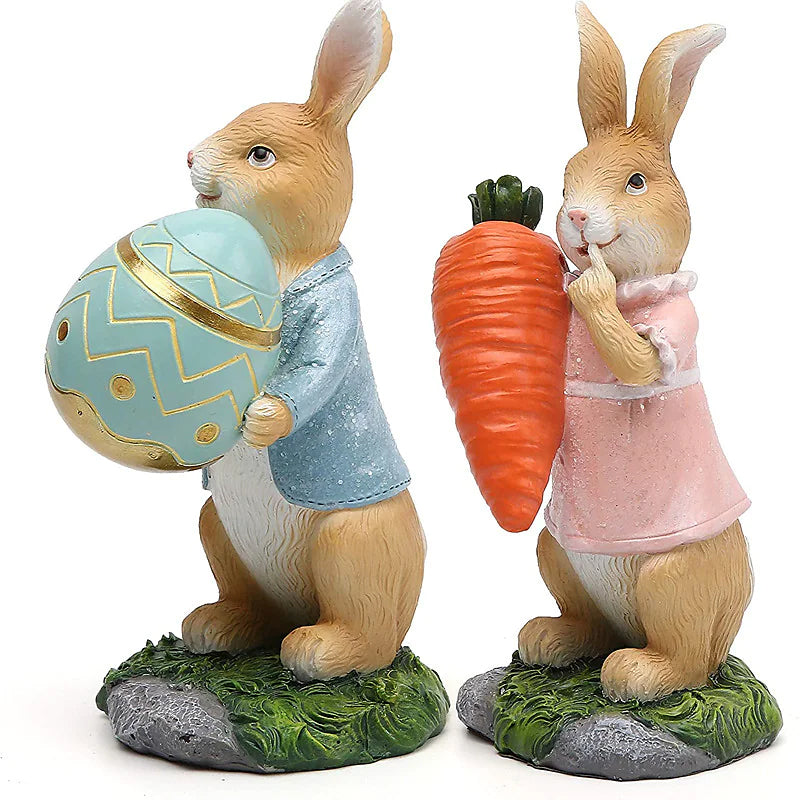 Polyresin Bunny with Carrot Decorations