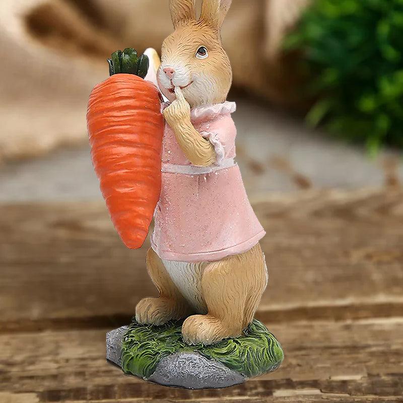 Polyresin Bunny with Carrot Decorations