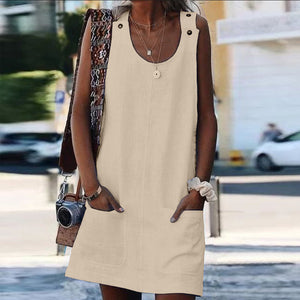 Strap Cotton and Linen Dress