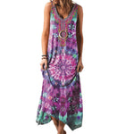 Women's Tie-dye Loose Print Sleeveless Dress