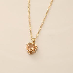 Zircon Heart Necklace Full of Diamonds