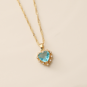 Zircon Heart Necklace Full of Diamonds