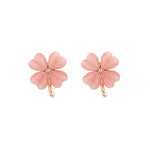 Heart-shaped Opal Lucky Four-leaf Clover Earrings