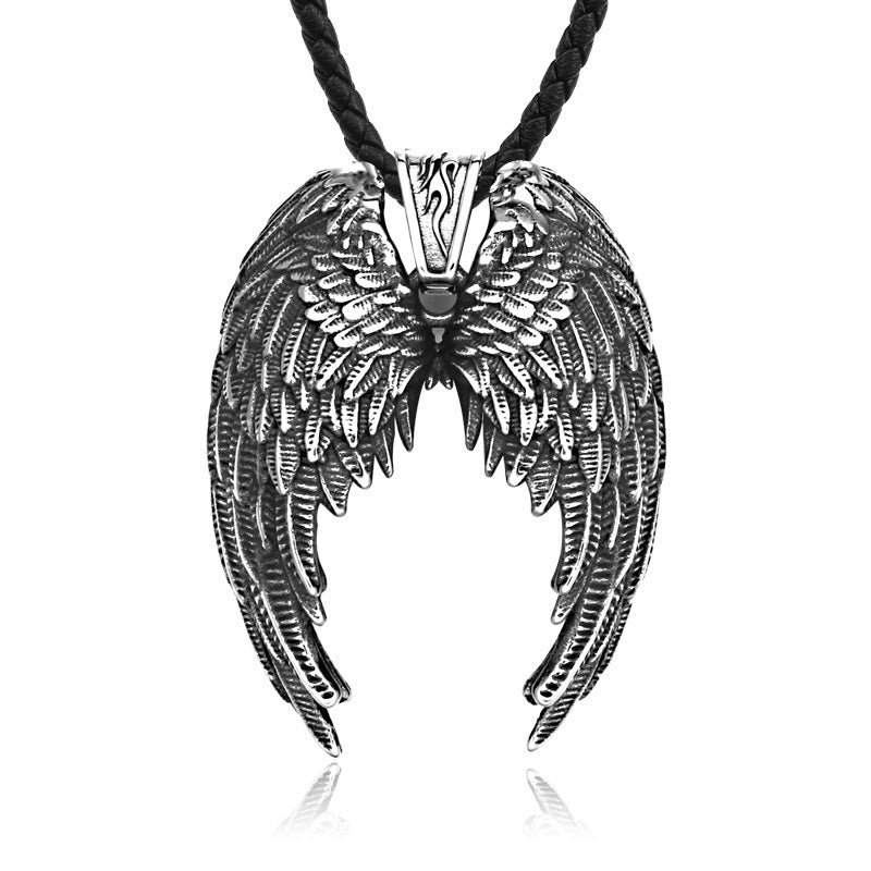 Vintage Stainless Steel Angel Wings Pendant