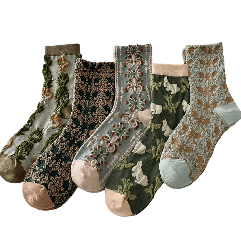 Womens Floral Cotton Socks