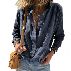 Loose Button Cotton Linen Long Sleeve Shirt