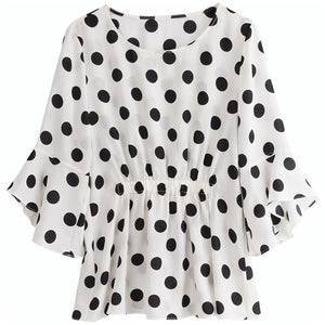 Elegant Flounce Dot Chiffon Top